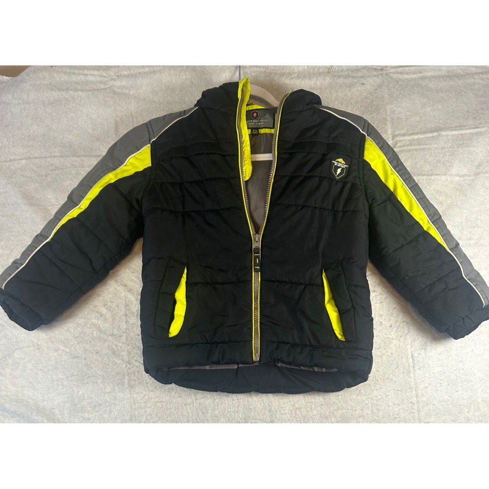 Kids Protection System‎ Black Yellow Puffer Jacket Size 5/6